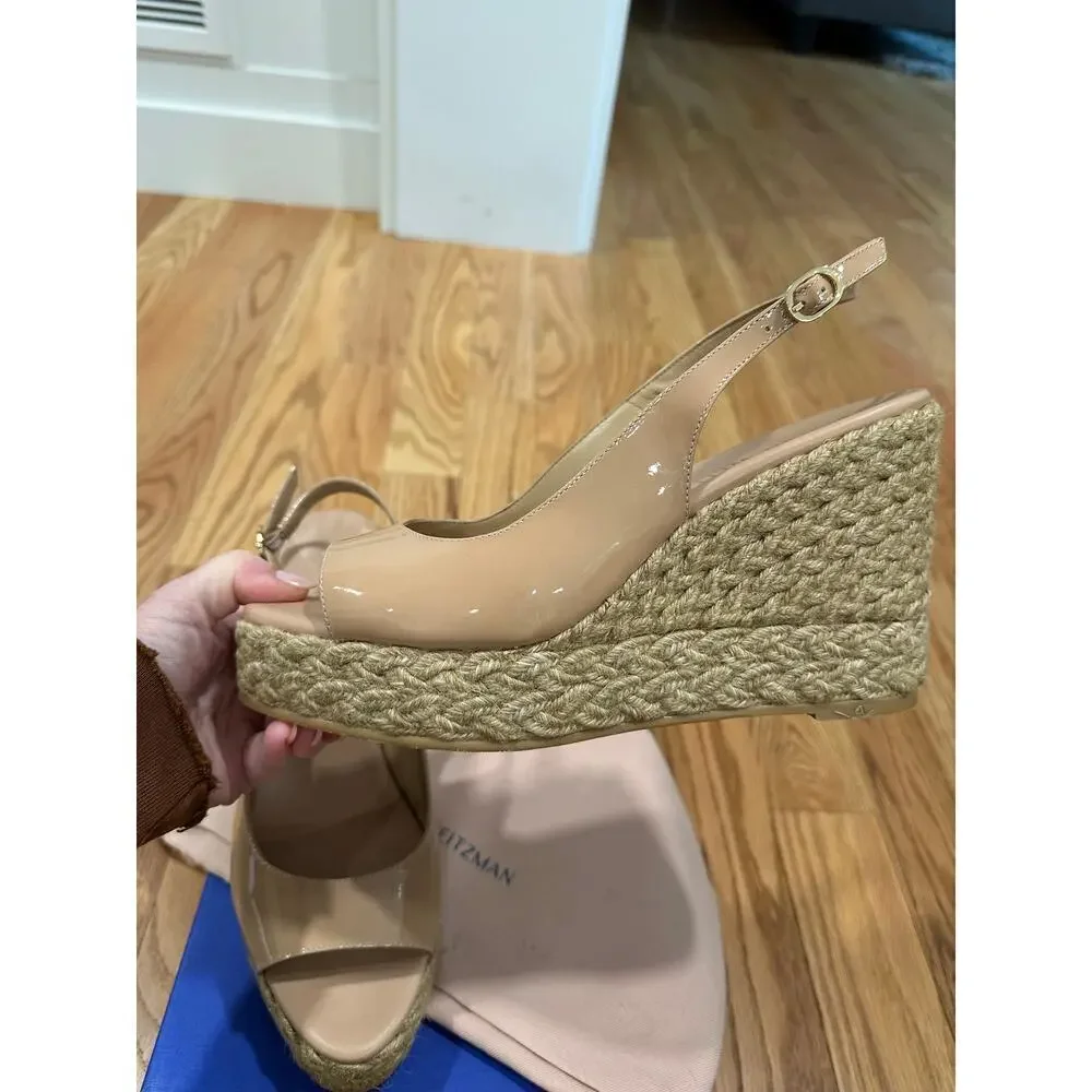 Stuart Weitzman Island Peeptoe Platform Espadrille Size 11